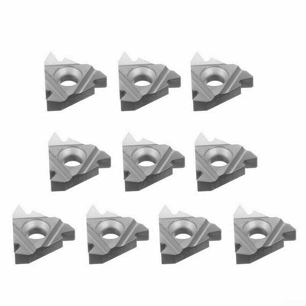Set of 10 16ER AG60 BMA Carbide Threading Inserts for Turning Tools Featuring Easy Replacement and High Efficiency in Steel Processing