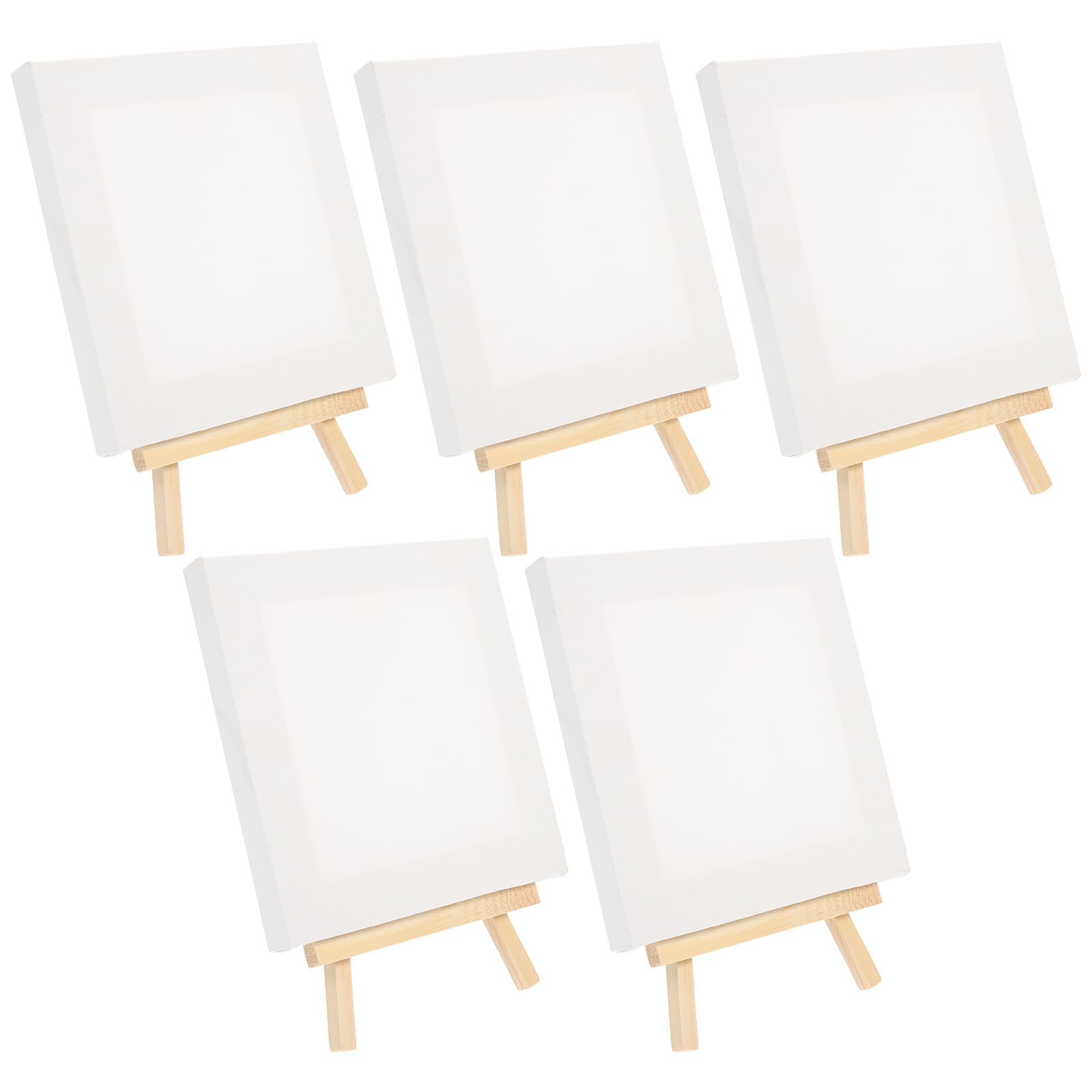 Mini caballetes de sobremesa con bastidores Healeved de madera para pintura, pack de 5 juegos