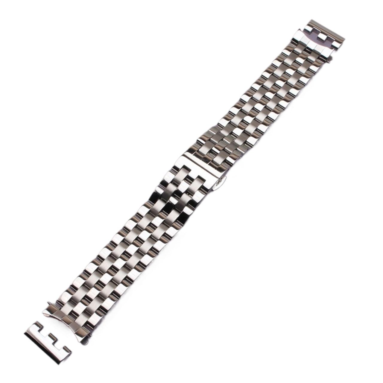 MENGKEG Correa De Reloj De Acero Inoxidable Con Extremo Curvado, Pulsera Plateada De 16mm, 18mm, 19mm, 20mm, 22mm Y 24mm, Correa De Eslabones Sólidos For Reloj For Hombre