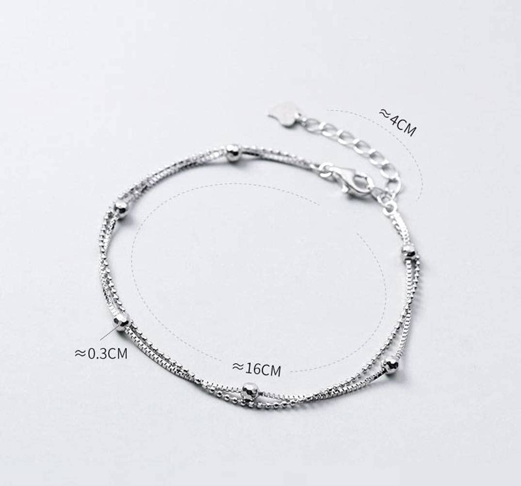 S925 Armband, Damen Einfache Doppelrunde -Perlenarmband, 925