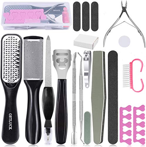 GETLUCK Professional Pedicure Kit Perdicure Tools Set Stainless Steel Foot File Rasp Foot Callus Remover file Foot Dead Skin Remover Kit for Men Women Home Travel Salon Foot Care Kit