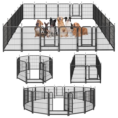 Image of Dog Playpen,Portable Outdoor Dog Fence, Dog Playpen for Large /Medium /Small Dogs, Dog Fences for the Yard,with Doors Foldable Metal (40 inch, 24 Panels)
