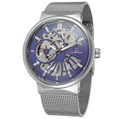Acquista Forsining Orologio Top Acciaio Inossidabile Argento Orologio Meccanico da Uomo Impermeabile Luminoso Sportivo Scheletrato Manuale 30M in Italia a partire da 56