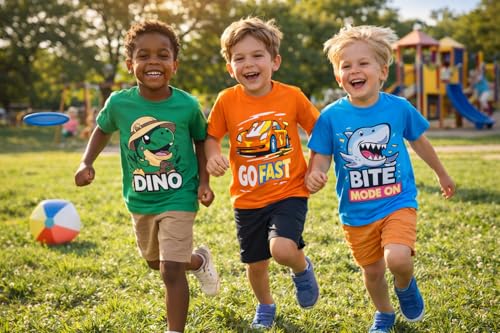 Image of T2F Boys Cotton Regular fit T-Shirts Pack of 5 |Soft Cotton Breathable Fabric | Half Sleeve Round Neck | Casual Wear Combo | Kids Clothing