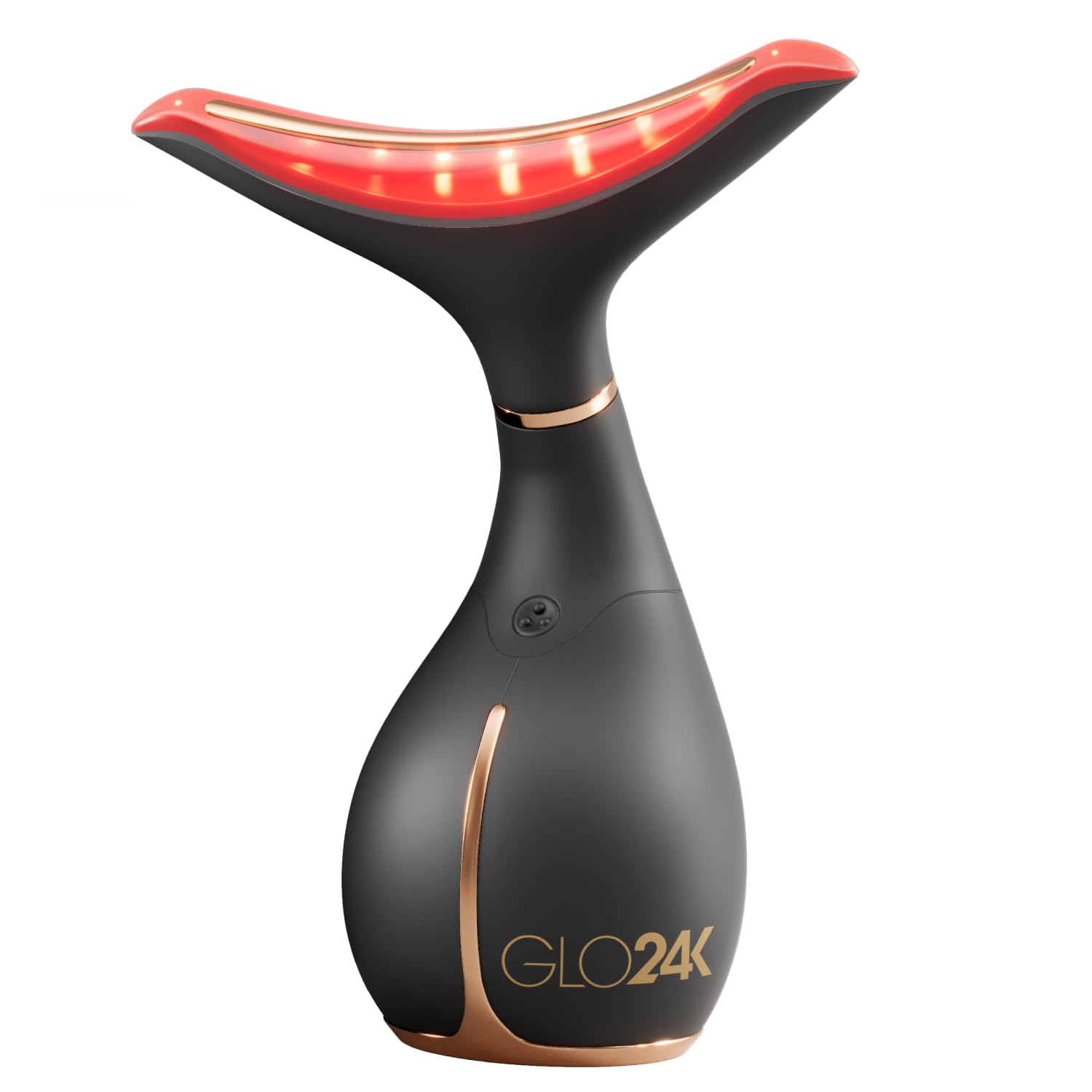 GLO24K Red Light Face & Neck Beauty Device – 3-in-1 Facial Massager Tool with LED & Vibration for Skin Revitalization and Neck Firming