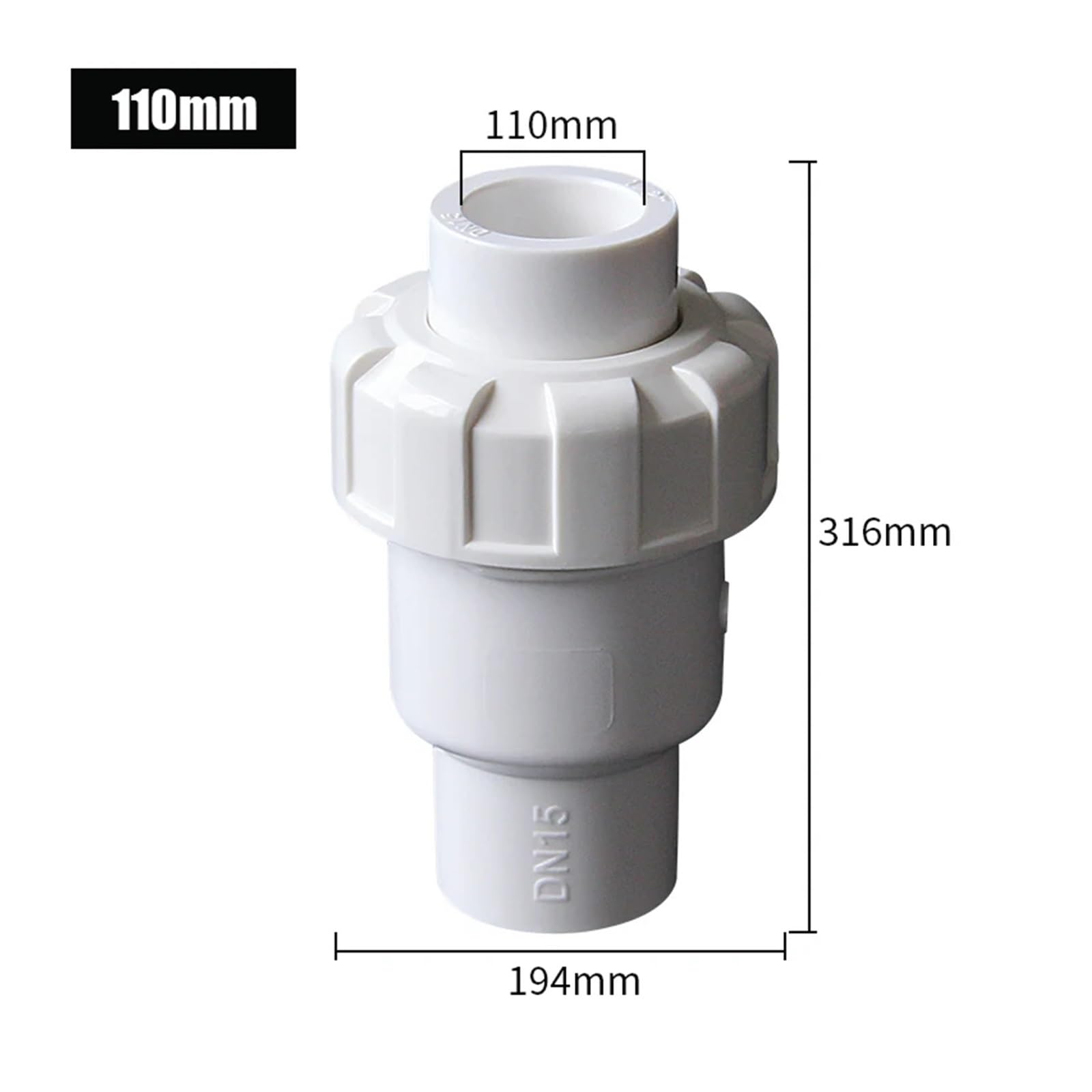 Złączka do rur ogrodowych 20~110mm Biały zawór zwrotny z PVC do rur kanalizacyjnych Jednokierunkowy zawór zwrotny z klapą Ogólne podlewanie ogrodu Złącze do rur wodnych(110mm)