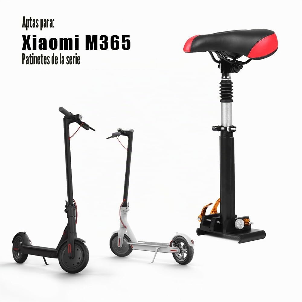 Sillín para Patinete Eléctrico Xiao-Mi M365, Sillín de Scooter Eléctrico, Sillín de Asiento de Patinete Eléctrico con Llave, Altura Ajustable 42-65cm, Ancho de la Base 15cm, Amortiguador/Suave