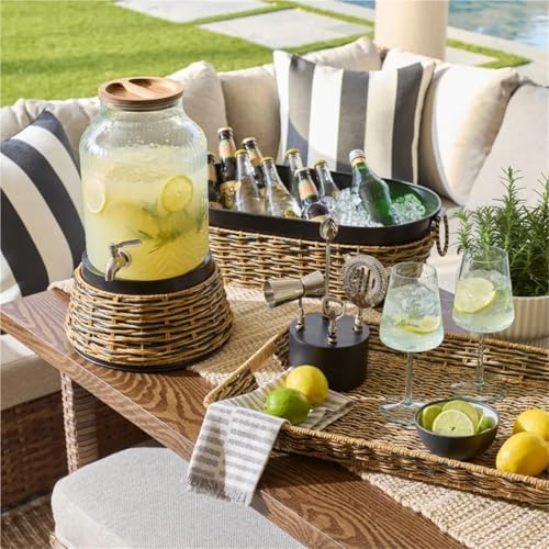 Bandeja de ratán resina con trenzado artesanal rectangular 7