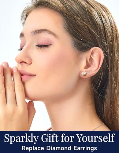 MomentWish 14K Gold Plated Stud Earrings, Birthday Gifts for Women, 1-2Carat Moissanite Earrings, Lab Created Diamond Earrings, Yellow/Rose Gold Plated 925 Sterling Silver Earrings Women Men2