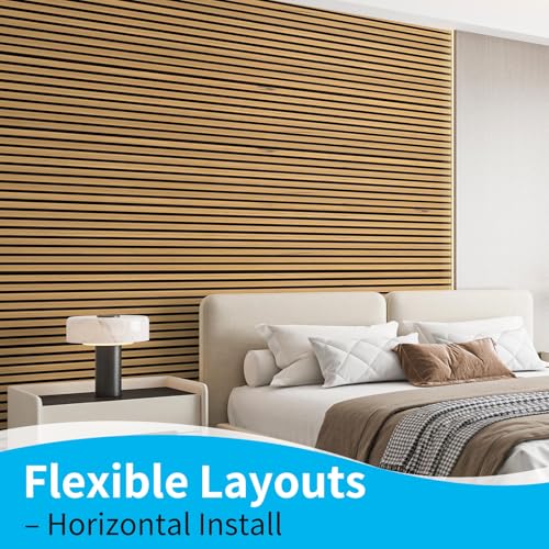 Image of Art3d 94.5 x 12.8 Inch Soundproof Wood Textured Wall Panels, 4-Pack, Teak