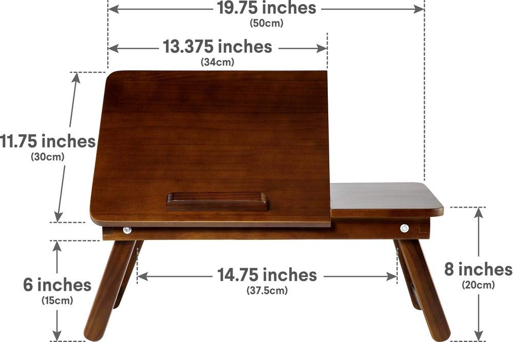 Wood Desk - Multi-Tasking Tray - Attractive Natural Wood - Light and Portable - Adjustable Angle Top - Perfect for Reading, Studying, Working in Your Bed, on The Couch or Floor, Medium