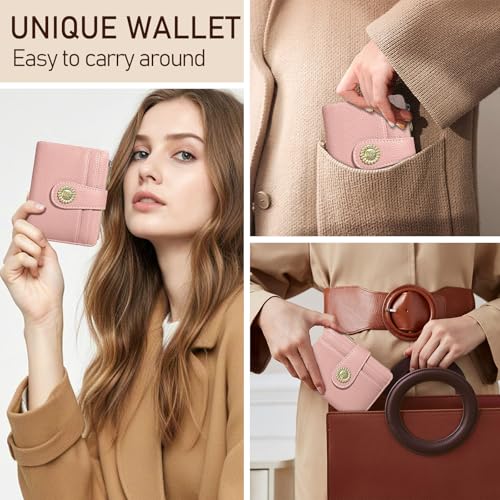 Image of Kelvoris Small Rfid Women Wallet Bifold Zipper Coin Pocket | PU Leather Compact Cash Credit Card Holder Travel Purse for Female Ladies Teen Girls 1 ID Window 10 Card Slots