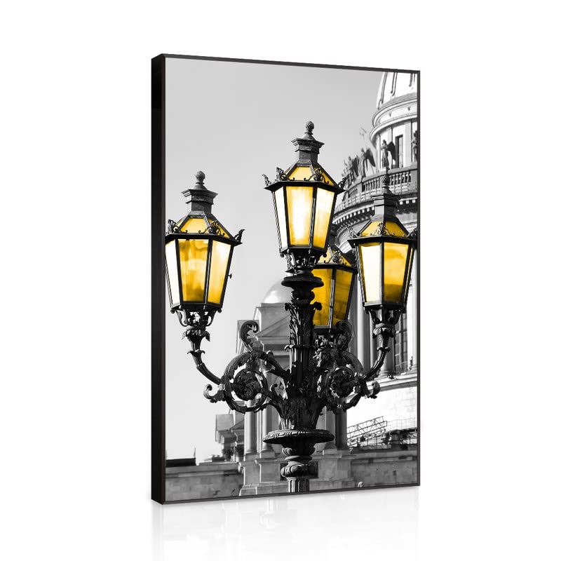 Amazon.co.jp: 街灯 アートパネル 1枚セット 飾り絵 通りの風景 レトロ