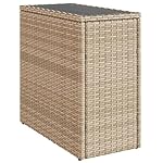 Patioco Beistelltisch Polyrattan Beige mit Glasplatte
