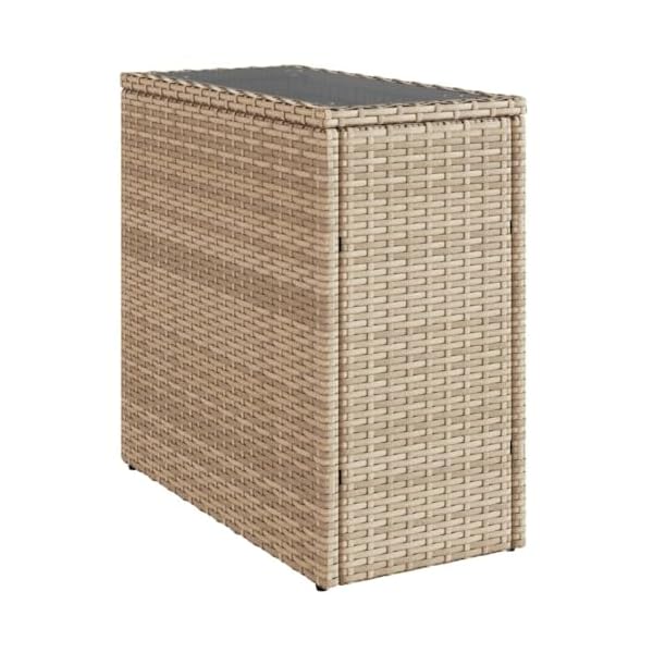 Patioco Beistelltisch Polyrattan Beige mit Glasplatte