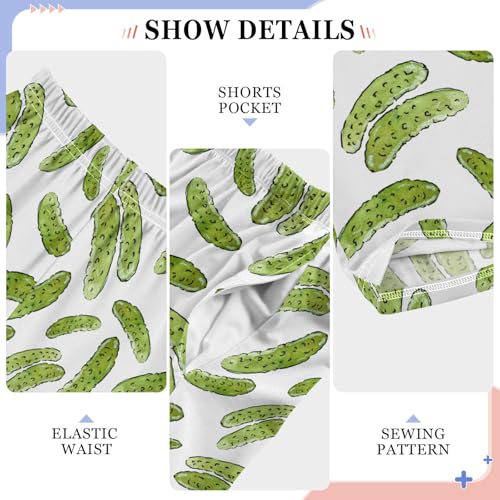 Pfrewn Pajama Pants Watercolor Cucumbers Pickles Casual Lounge PJ Bottoms with Pockets, M4