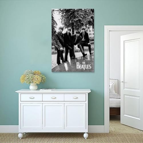 YBRAVO Poster décoratif sur toile Beatles noir et blanc, impression d’art moderne pour chambre à coucher (40 x 60 cm) - Les Beatles, Paul McCartney, John Lennon, RIngo Starr, George Harrison YBRAVO Poster décoratif sur toile Beatles noir et blanc, impression d'art moderne pour chambre à coucher (40 x 60 cm) – Image 5