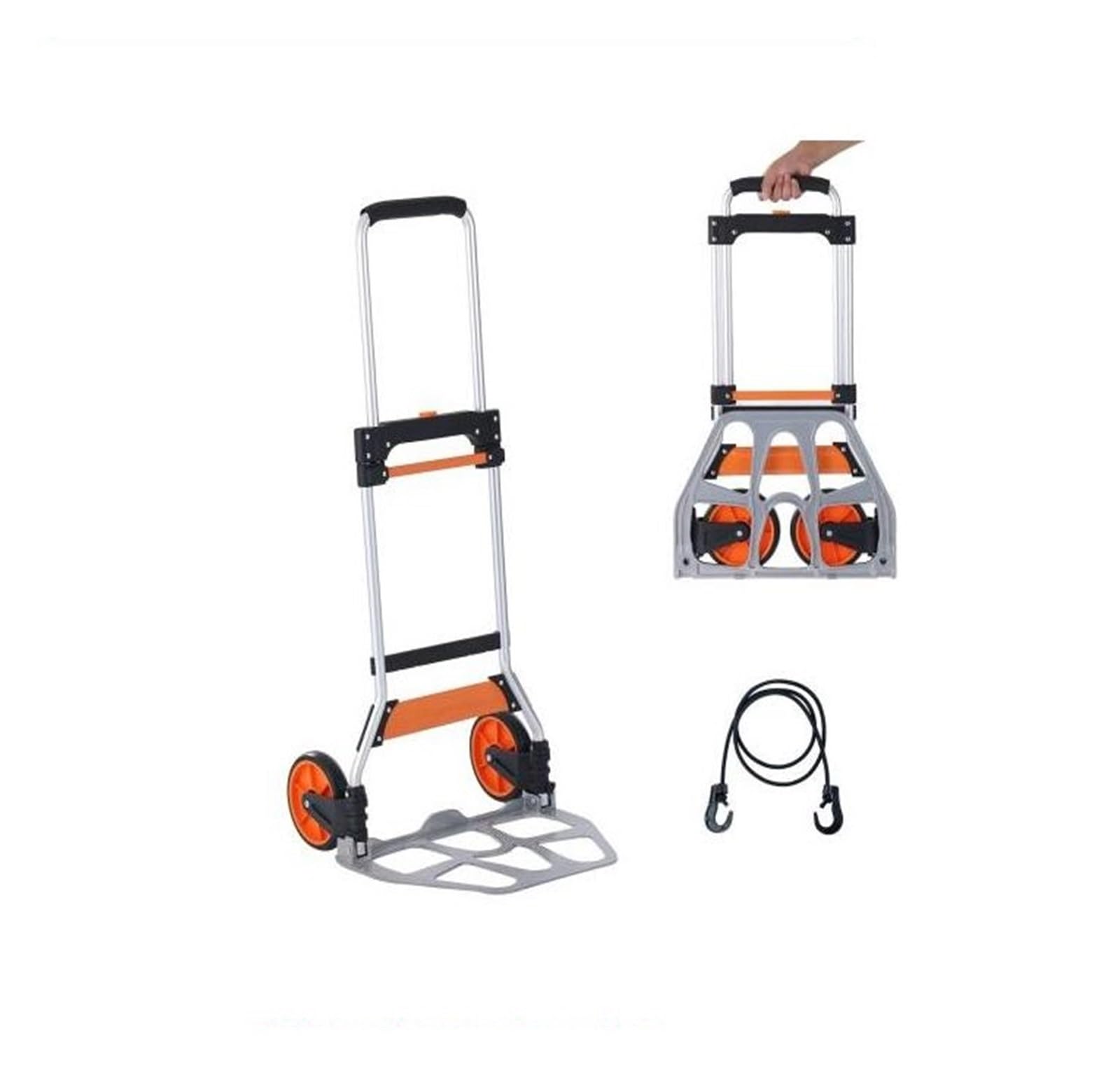 Carrello portatile pieghevole for carrello a mano da 176/275/309 libbre con maniglia telescopica e corda, compatibile for lo spostamento del magazzino(176 lbs)