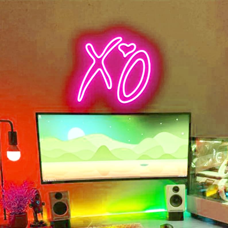 XO Neon Sign, Personalized Neon Sign Logo, LED Neon Name Sign for Wall Decor, Neon Light Sign for Girls Bedroom, Wedding, Birthday Party, Bar, Game Room, Business Shop, Gift