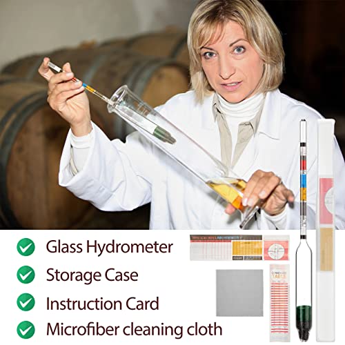 3 Packs Triple Scale Hydrometer With Cleaning Cloth For Wine Beer Mead Kombucha Brewer Elite Hydrometer Alcohol Measuring Tools Brewing Supplies Distilling Equipment For Home Tester #TOP4