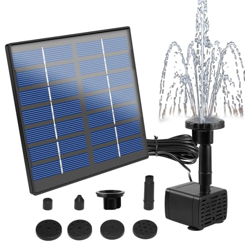 Solar Teichpumpe, Solar Springbrunnen 7V, 1.5W Wasserpumpe Solarpumpe mit 6 Fontänenstile, Garten Springbrunnenpumpe, Schwimmender Fontäne Pumpe für Wasserspiel VogelBad Fisch-Behälter, 160 L/H