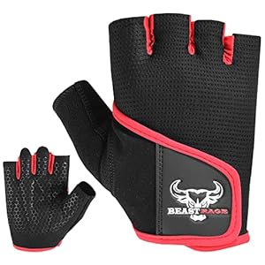 BEAST RAGE Workout Gloves for Mens Womens Wrist Wide Support, Gym Gloves Short Weight Lifting Gloves Extra Grips Pull-ups Deadlifting Weightlifting Non Slip Palm Cycling