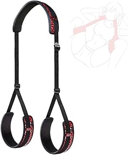 Accessoires d'exercice de yoga d'intérieur réglables en cuir rouge et noir pour exercices d'expansion des jambes