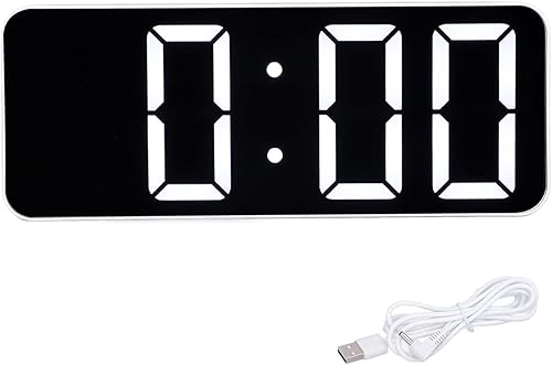 OKJHFD Reloj digital, estilo europeo del norte de Europa, color blanco, simple, fuente grande, para dormitorio, cocina, oficina, activación por