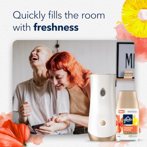 Glade Automatic Spray Air Freshener Kit, Hawaiian Breeze, Holder +2 Refills | 6.2 oz Each, Includes Holder and 2 Refills, Home and Bathroom Use, Adjustable Timed Fragrance Release, Odor Fighting - image 4