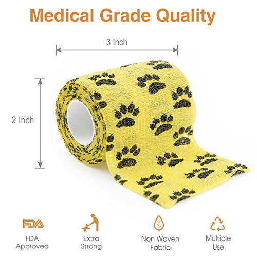 AUPCON Vet Wrap Self Adherent Wrap Cohesive Bandage Animal Bandage Self Adhesive Bandages for Horse, Pets & Ankle Sprains & Swelling 3 Inches