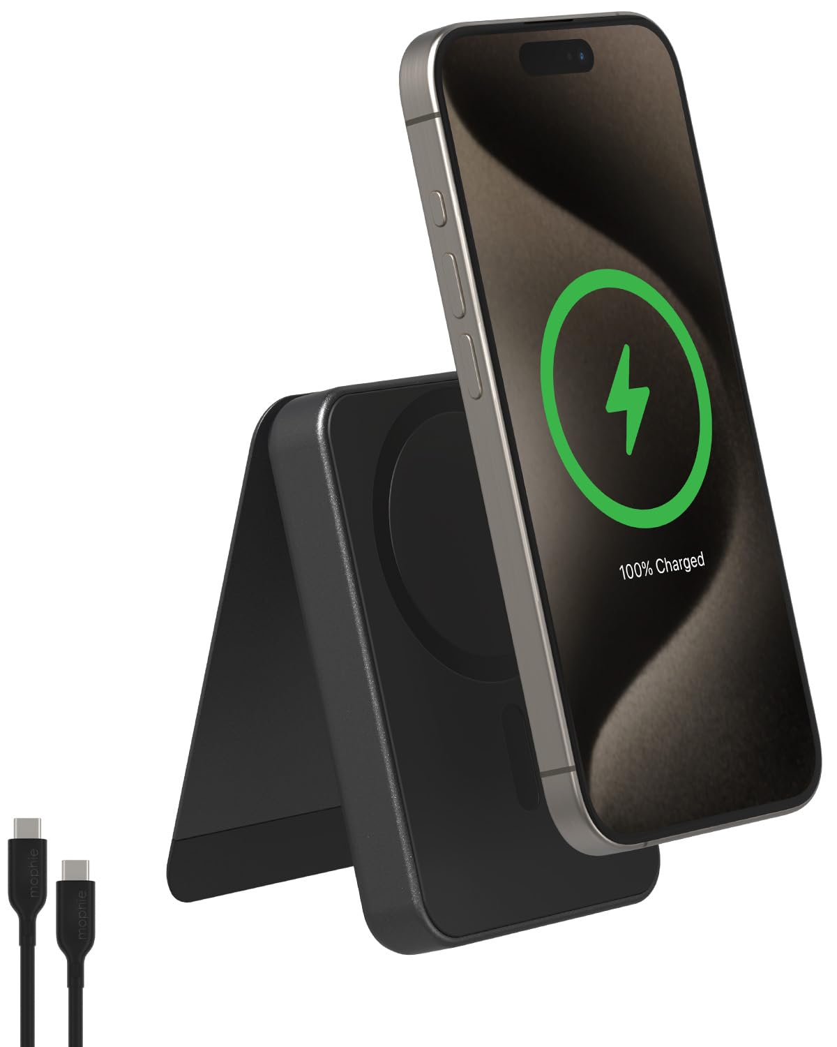 Mophie Snap+ Powerstation Mini with Stand - 5000mAh,15W Qi2 Magnetic Wireless Charger, Portable, Compatible with MagSafe & Qi-Enabled Smartphones,
