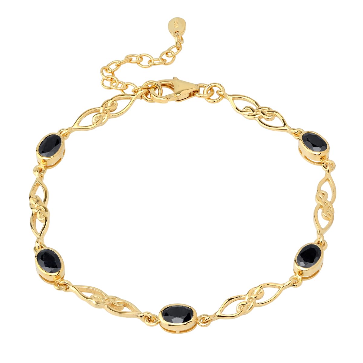Silvershake Birthstone Gemstones White Gold Plated or Yellow Gold Plated 925 Sterling Silver Scroll/Filigree Celtic Knot Weave 7.25 to 8.75 Inch with Adjustable Extension Bracelet Jewelry for Women