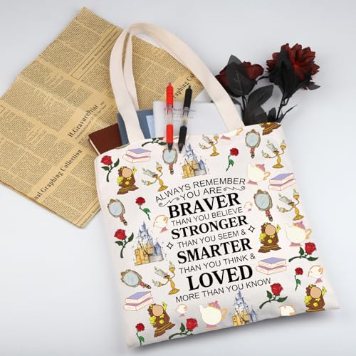 WSNANG Beauty Movie Inspired Gifts Beauty Princess Tote Bag Princess Lover Shoulder Bag Fairy Tale Flower Gift (AlwayBeauty TB)2