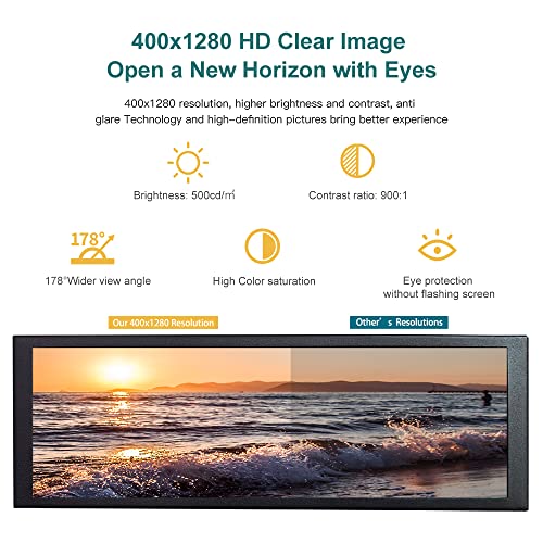 Image of Portable Bar Sub Monitor 7.9 inch Touchscreen LCD IPS 400x1280 mini HDMI USB Long Strip Screen CPU GPU Case Aida64 External Display