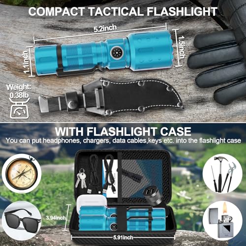 Image of Banral Flashlights High Lumens Rechargeable, Super Bright Long Range Small Powerful Flashlight, 6 Modes LED Tactical Pocket Waterproof Flash Light for Home Emergency (2, Turquoise)
