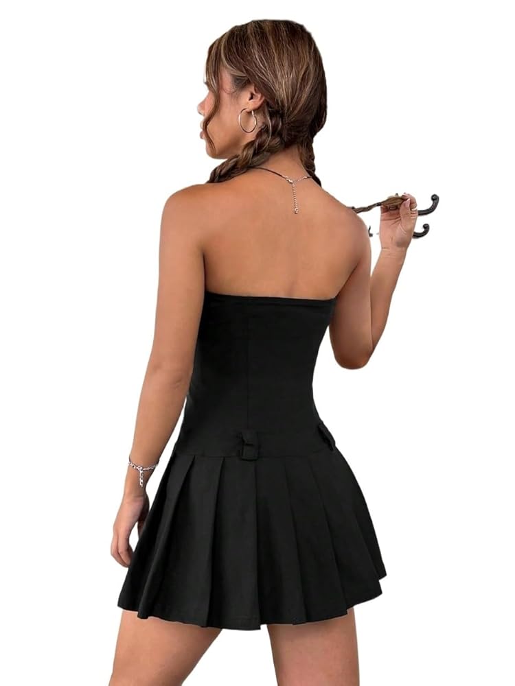 ワンピース Luna pleats mini dress Black andmary ANDMARY】Luna pleats mini dress