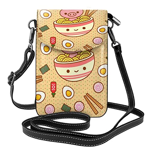 Sac à bandoulière Sweet Ramen en cuir noir pour téléphone
