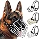 BUDKAS Deutscher Schäferhund Maulkorb Metall Korb für Mittlere Große Hunde Verstellbare Langlebige Lederriemen Sichere Drahtmaske zum Beißen Kauen Bellen (Silber, L - Größe)