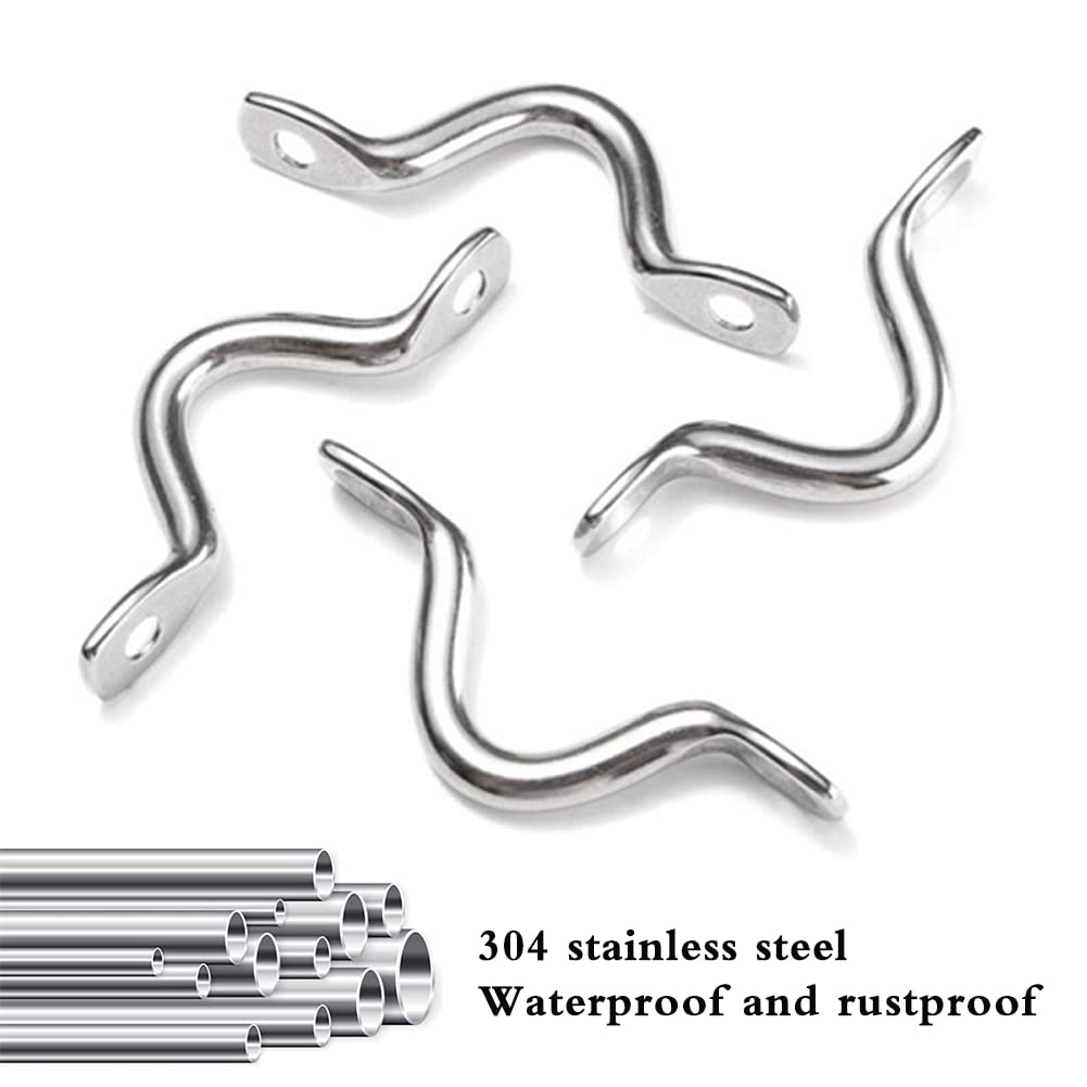AISHOW 20 Pezzi M5 Cinghie a Occhiello in Acciaio Inox 304 Kayak Deck Loops Pad Eye Straps Gancio a Soffitto in Acciaio Inossidabile per Appendere Gancio Fisso con 40 Viti