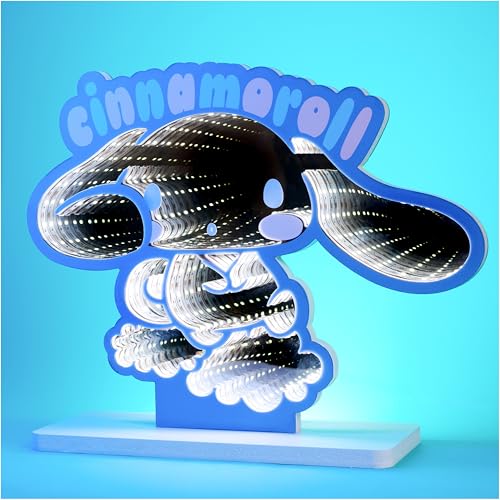 Get Trend Hello Kitty Sanrio 3D LED Light Infinity Mirror Effect USB Night Light Bedroom Lamp Cinnamoroll Kawaii Gifts for Girls Teens Women (Multi Cinnamoroll)