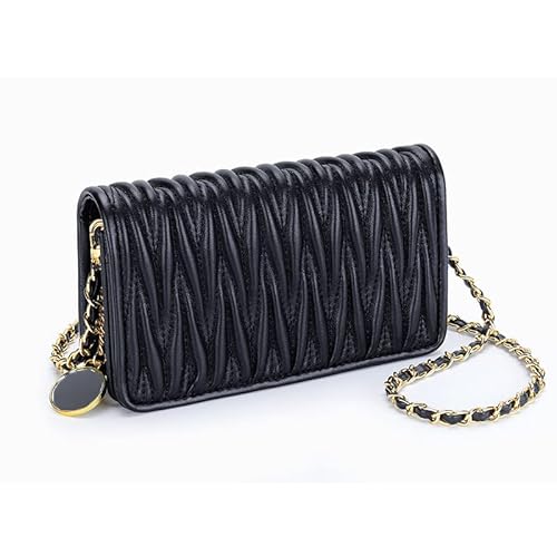 SUYGGCK Bolsas de Hombro Fashion Fashion Cadena De Cuero Messenger Bag Mini Axsion Bag Shoulder Bolsa Cuadrada Pequeña-Black Cover