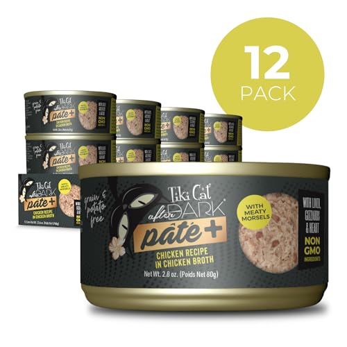 Image of Tiki Cat After Dark Pate+ Wet Cat Food, Chicken, 2.8 oz. Can (Pack of 12)