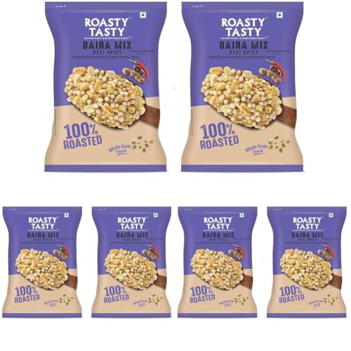 Image of Roasty Tasty Bajra Mix Desi Spicy|Healthy Snacks - Low Calorie, Low Gi, Non Fried|Millet Snacks - Made Using Roasted Bajra|Chatpata Roasted Namkeen Combo Pack Of 6 400G (200G Each)