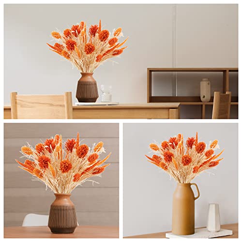 Wesail Artificial Husk Thistle Bush Flowers,Faux Wheat And Sorghum Grass Floral For Home Decor,Fake Plant Greenery Bouquets For Autumn And Thanksgiving Diy Decorations,A Pack Of 2,Orange #TOP5