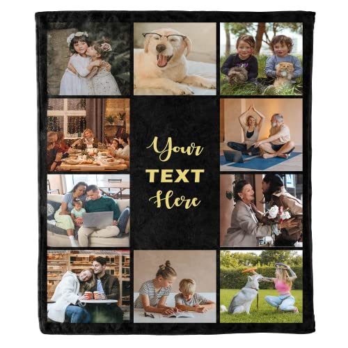 Customized Photo Blanket - Personalized Collage and Text, Ideal for Couples, Friends, Family - Perfect for Birthdays, Anniversaries, Holidays - Soft, Warm, Premium Quality - Printed in USA