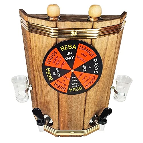 Pingometro Duplo Adega Rústica Gira Roleta Shot Decor