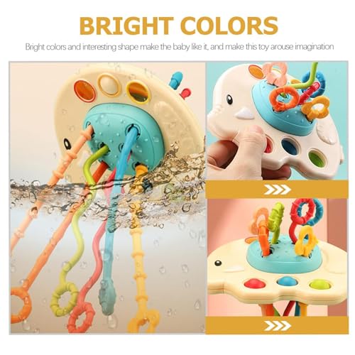 Image of Kidology Pull String Toy for Babies 6+ Months Teething Strings Sensory Montessori Toys Baby Girl,Travel Toy for 6+Months Boy Food Grade Silicone Fine Motor Skills Toy for Toddlers, Multicolor