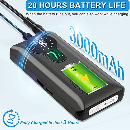Ponceuse pour ongles électrique et lime rechargeable avec 13 embouts pour manucure - 2