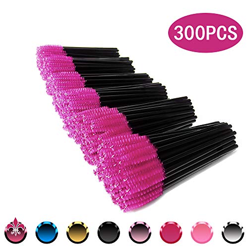 300 Pcs Disposable Eyelash Mascara Wands Brushes Cosmetic Eyelash (300 PCS, Rose)