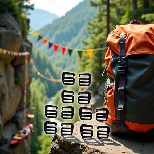 Seadiquiet 12pcs 25mm/1inch G Hook Wave Buckles Webbing Connecting Buckl,Adjustable Plastic Tri-Glide Slides Backpack Strap Clips Replacement for Luggage Outdoor Camping Sports,Buckles Fasteners